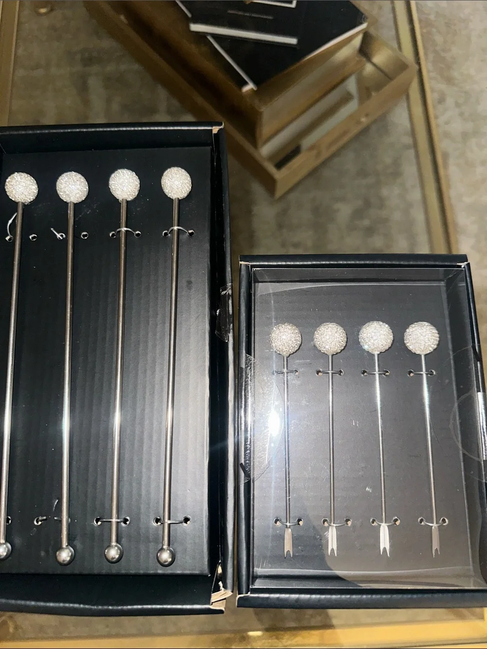 Silver Glitter Ball Cocktail Picks - Set of 8